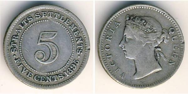 5 Cent Straits Settlements (1826 - 1946) Silver Victoria (1819 - 1901)