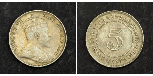 5 Cent Straits Settlements (1826 - 1946) Silver Edward VII (1841-1910)