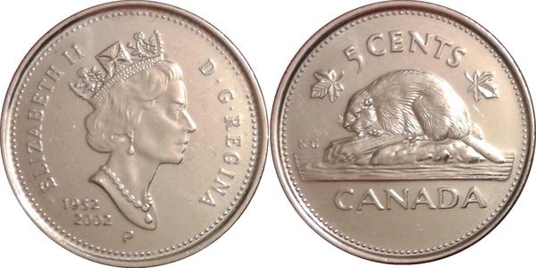 5 Cent 加拿大 Steel 伊丽莎白二世 (1926-2022)