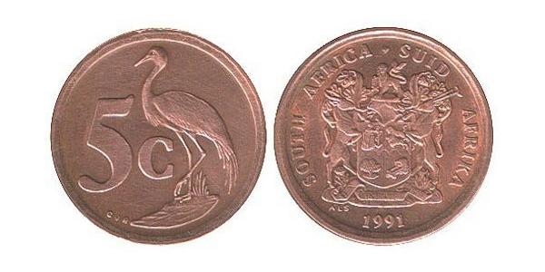 5 Cent South Africa Steel/銅 