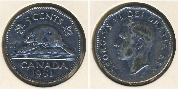 5 Cent 加拿大 Steel/镍 乔治六世 (1895-1952)