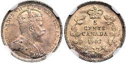 5 Cent 加拿大 銀 爱德华七世 (1841-1910)