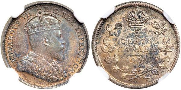 5 Cent 加拿大 銀 爱德华七世 (1841-1910)