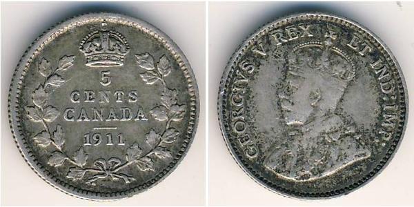 5 Cent 加拿大 銀 乔治五世  (1865-1936)