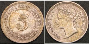 5 Cent 海峡殖民地 銀 维多利亚 (英国君主)