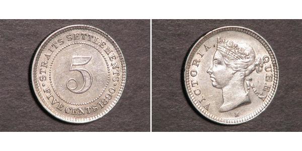 5 Cent 海峡殖民地 銀 维多利亚 (英国君主)