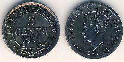 5 Cent 紐芬蘭與拉布拉多 銀 乔治六世 (1895-1952)