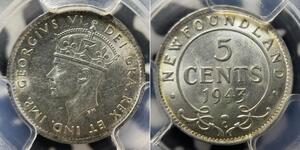 5 Cent 紐芬蘭與拉布拉多 銀 乔治六世 (1895-1952)