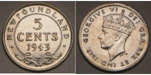 5 Cent 紐芬蘭與拉布拉多 銀 乔治六世 (1895-1952)
