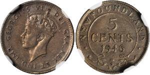 5 Cent 紐芬蘭與拉布拉多 銀 乔治六世 (1895-1952)