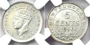 5 Cent 紐芬蘭與拉布拉多 銀 乔治六世 (1895-1952)