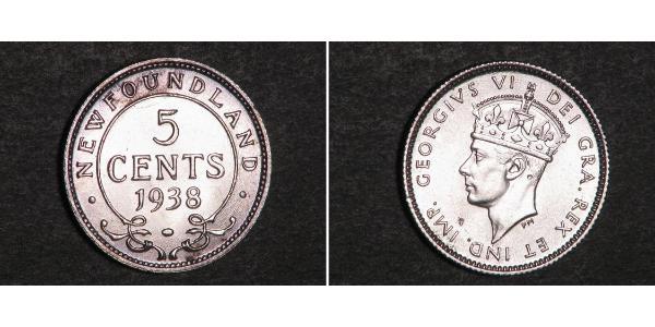 5 Cent 紐芬蘭與拉布拉多 銀 乔治六世 (1895-1952)