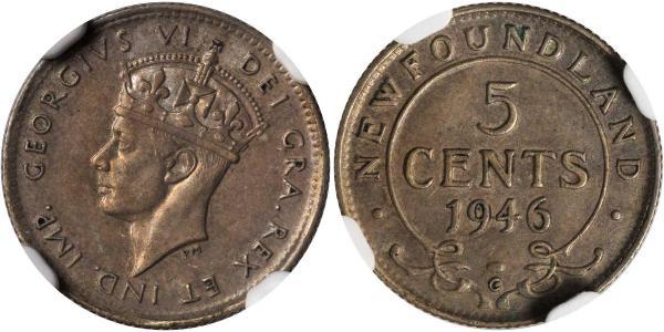 5 Cent 紐芬蘭與拉布拉多 銀 乔治六世 (1895-1952)