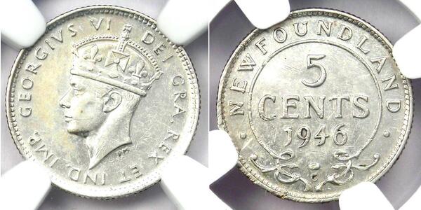 5 Cent 紐芬蘭與拉布拉多 銀 乔治六世 (1895-1952)