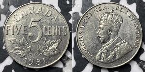 5 Cent 加拿大 镍 乔治五世  (1865-1936)