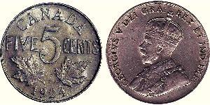 5 Cent 加拿大 镍 乔治五世  (1865-1936)