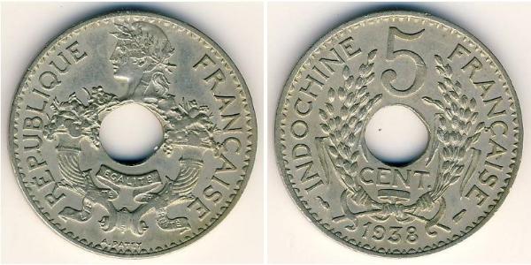 5 Cent French Indochina (1887-1954) 銅/镍 