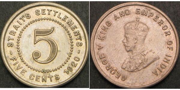 5 Cent 海峡殖民地 銅/镍 乔治五世  (1865-1936)