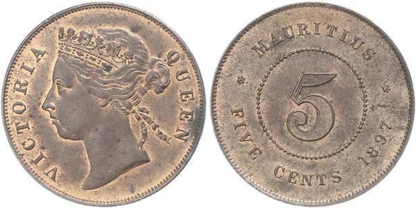 5 Cent Mauritius 青铜 维多利亚 (英国君主)
