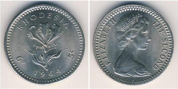 5 Cent / 6 Penny Rhodesien (1965 - 1979) Kupfer/Nickel Elizabeth II (1926-2022)