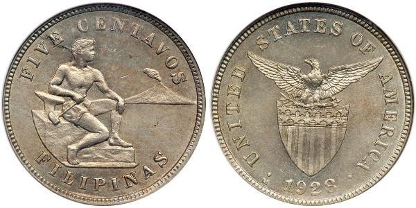 5 Centavo Filippine Argento 