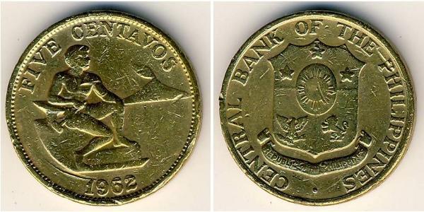5 Centavo Philippines Brass 