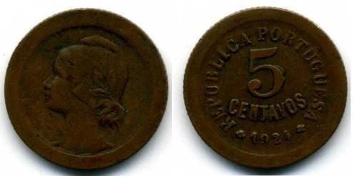 5 Centavo Erste Portugiesische Republik (1910 - 1926) Bronze 