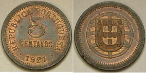 5 Centavo First Portuguese Republic (1910 - 1926) Bronze 