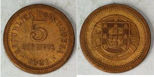 5 Centavo First Portuguese Republic (1910 - 1926) Bronze 