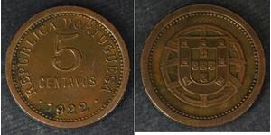 5 Centavo First Portuguese Republic (1910 - 1926) Bronze 