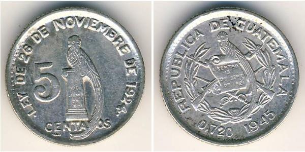 5 Centavo 危地马拉 銀 