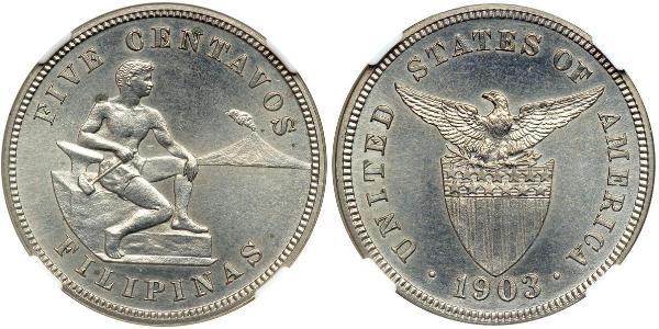 5 Centavo 菲律宾 銀 