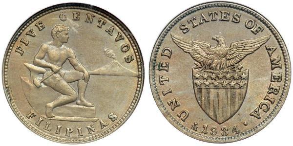 5 Centavo 菲律宾 銀 