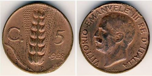 5 Centesimo Kingdom of Italy (1861-1946) Cobre Víctor Manuel III de Italia (1869 - 1947)