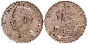 5 Centesimo Kingdom of Italy (1861-1946) Copper Victor Emmanuel III of Italy (1869 - 1947)