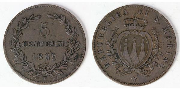 5 Centesimo San Marino Copper 