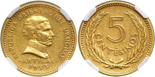 5 Centesimo Uruguay Oro José Gervasio Artigas