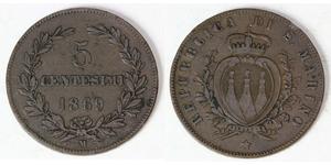 5 Centesimo San Marino 銅 