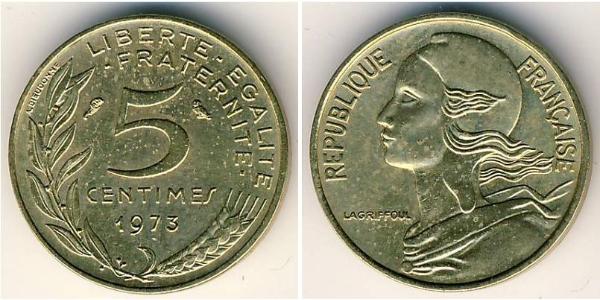 5 Centime Quinta República Francesa (1958 - ) Aluminio/Bronce 