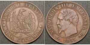 5 Centime France Bronze Napoleon III (1808-1873)