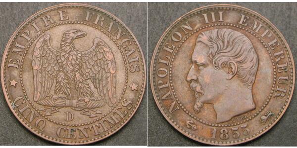 5 Centime France Bronze Napoleon III (1808-1873)