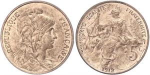 5 Centime French Third Republic (1870-1940)  Bronze 