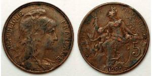 5 Centime French Third Republic (1870-1940)  Bronze 