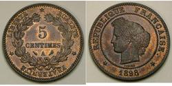 5 Centime Terza Repubblica francese (1870-1940)  Bronzo 