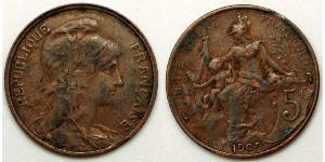 5 Centime Terza Repubblica francese (1870-1940)  Bronzo 