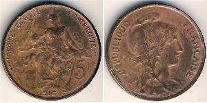 5 Centime Terza Repubblica francese (1870-1940)  Bronzo 