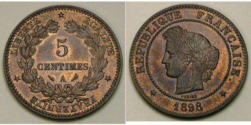 5 Centime Terza Repubblica francese (1870-1940)  Bronzo 