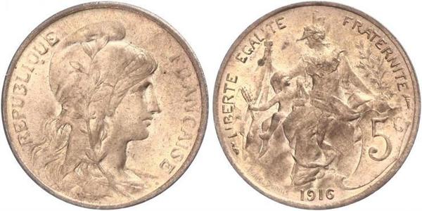 5 Centime Terza Repubblica francese (1870-1940)  Bronzo 