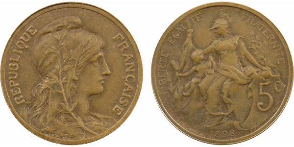 5 Centime Terza Repubblica francese (1870-1940)  Bronzo 