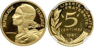 5 Centime French Fifth Republic (1958 - ) Gold 